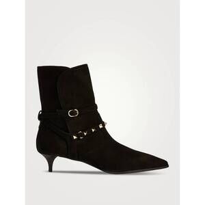 NEW VALENTINO women's rockstud suede ankle boots in black